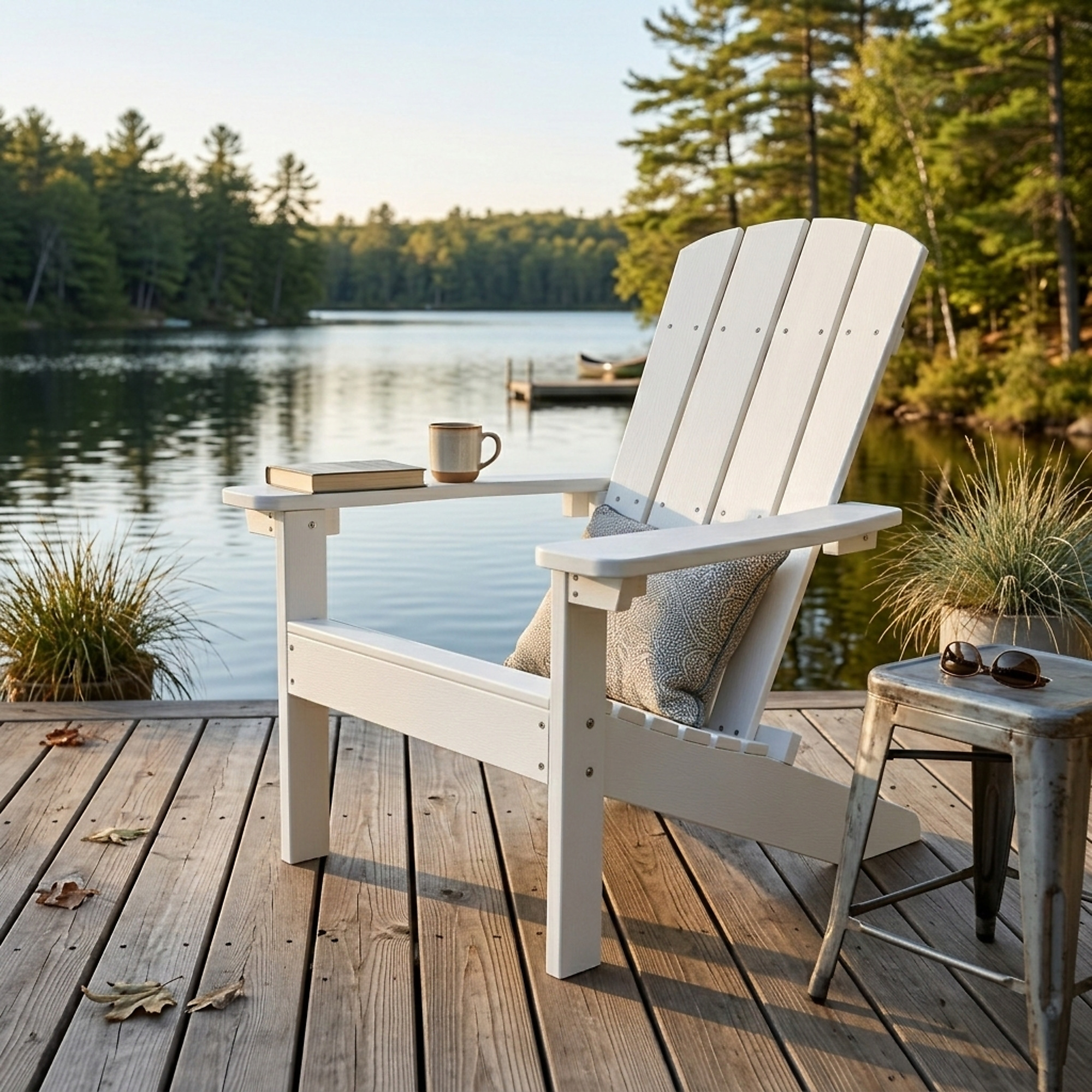 Merry Products, Lakeside Faux Wood Adirondack Chair, White, Primary Color White, Included (qty.) 1, Model# ADC0511120110